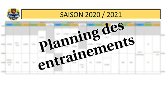 Planning entrainements 2020/2021