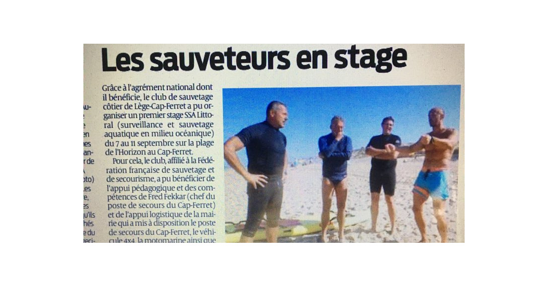 15 septembre 2020 - Article Sud-Ouest Stage SSA