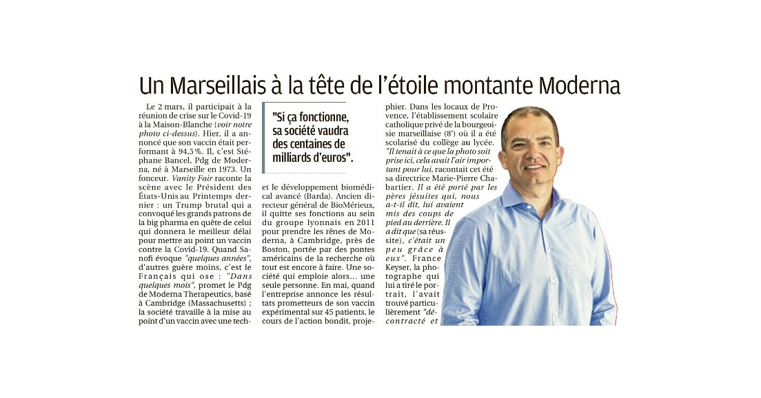 Stéphane Bancel (Pdg de Moderna Therapeutics)17.11.2020  La Provence
