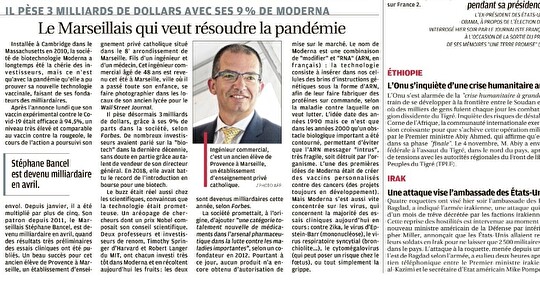 Stéphane Bancel (Pdg de Moderna Therapeutics)18.11.2020 Journal La Provence