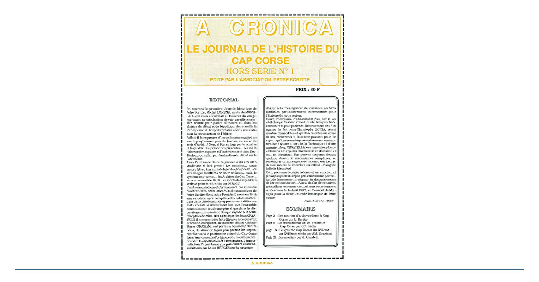 A Cronica Hors-série n°1 -1991 (7€)