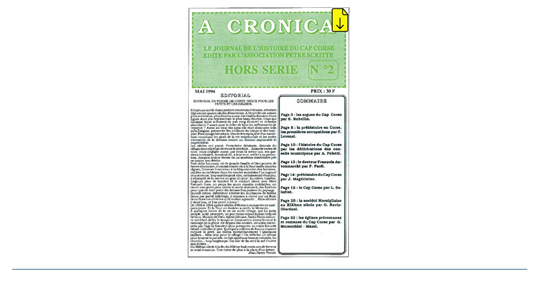 A Cronica Hors-série n°2 -1994 (téléchargeable)