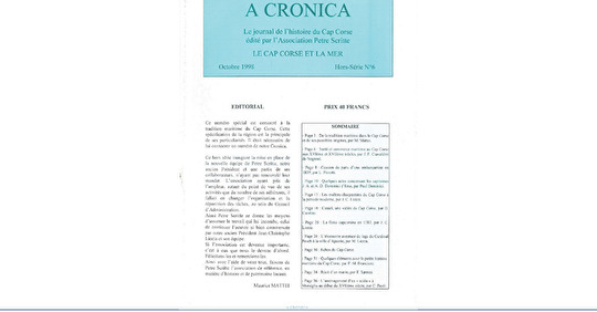 A Cronica HS n°6 "Le Cap Corse et la mer"-1998 (7€)