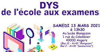 13/03/21, 13h30, Vidéo-Conférence "Dys de l'école aux examens"