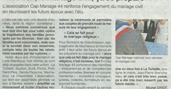 L'ASSOCIATION CAP MARIAGE 44 RENFORCE L'ENGAGEMENT DU MARIAGE CIVIL