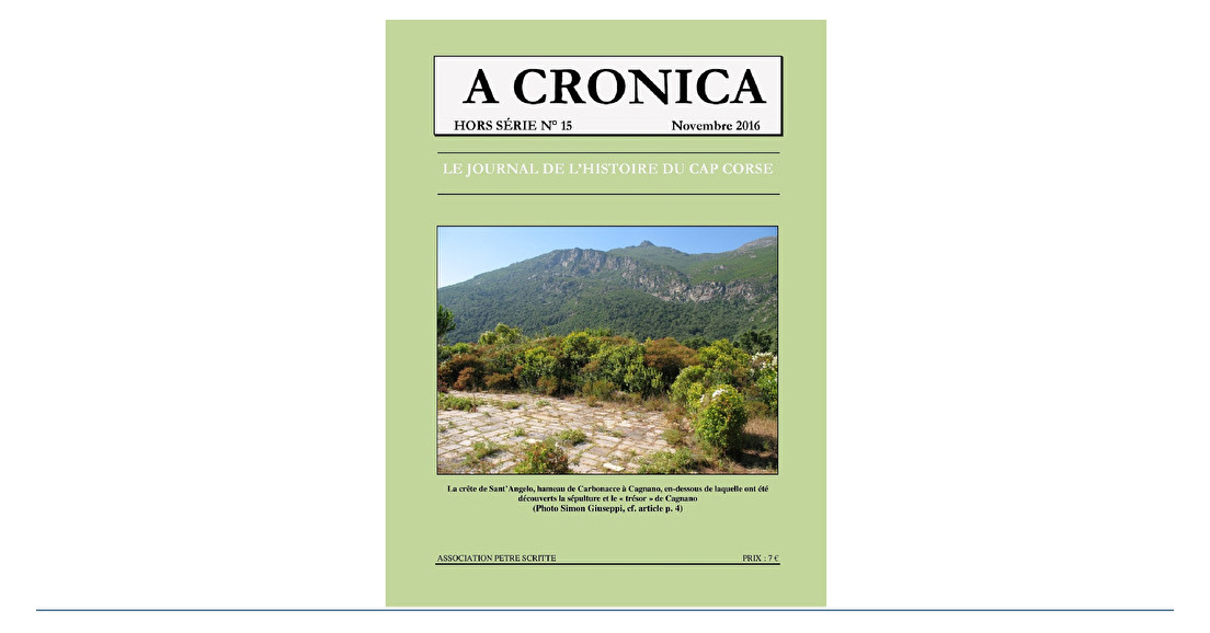 A Cronica HS n°15-"relations Cap Corse-Toscane" 2016 (7€)