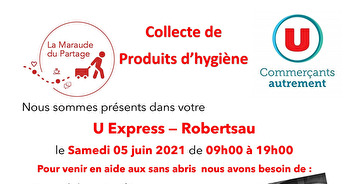 Collecte de produits d'hygiène au U Express de la Robertsau