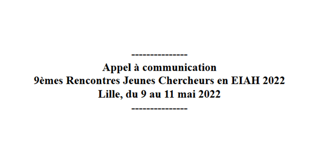RJC-EIAH 2022 - Appel à communication