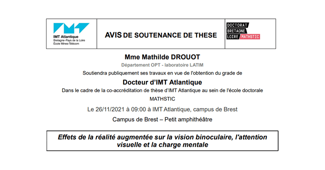 Avis de soutenance de thèse : Mathilde Drouot - 26 novembre - 9h00 Brest