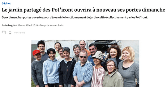Presse - "La jardin partagé des Pot'iront [...] ", Le Progrès (mars 2014)
