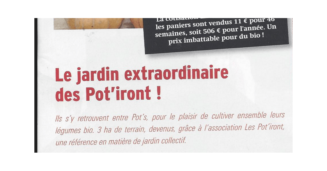 Presse - "Le jardin extraordinaire des Pot'iront", Cap Meyzieu (mars 2014)