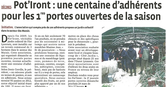 Presse - "Une centaine d'adhérents pour les [...] ", Le Progrès (mars 2013)