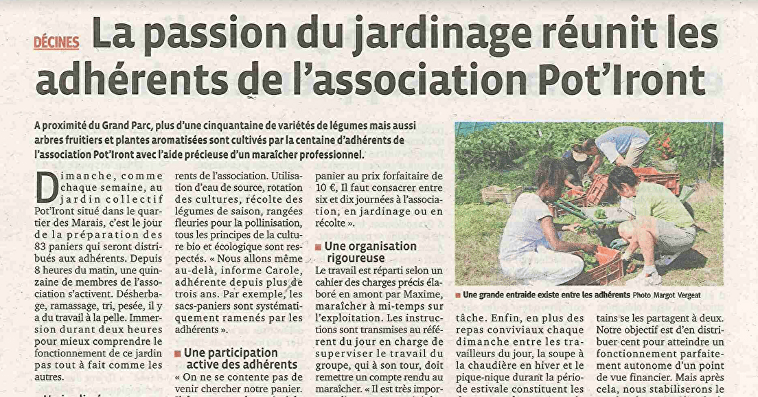 Presse - "La passion du jardinage réunit [...]", Le Progrès (sep 2012)