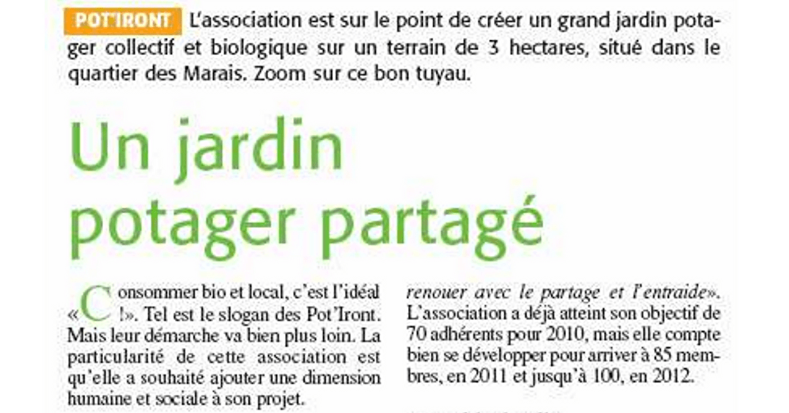 Presse - "Un jardin potager partagé", Décines Magazine (déc 2009)