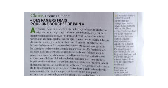 Presse - "Des paniers frais pour une [...]", Le Pélerin (juin 2020)