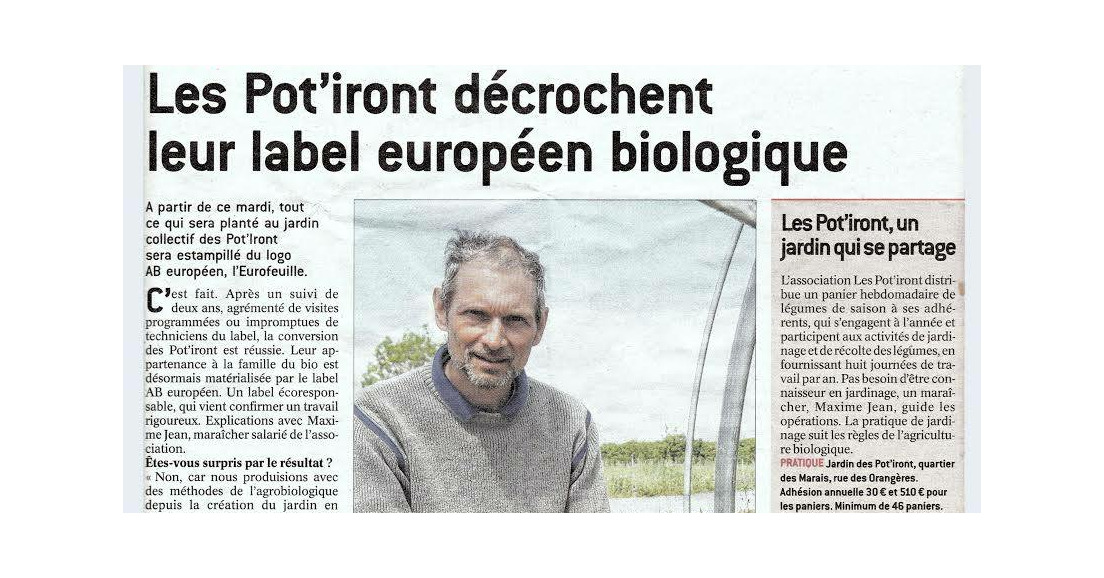 Presse - "Les Pot'iront décrochent leur label", Le Progrès (mai 2017)