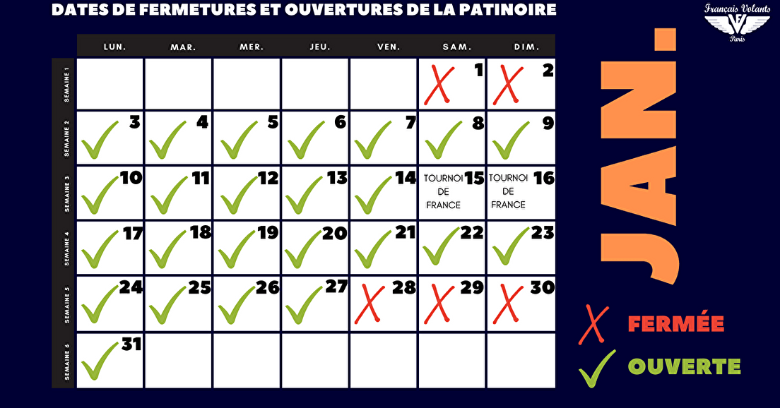 LA PATINOIRE A DE NOUVELLES DATES D'OUVERTURES