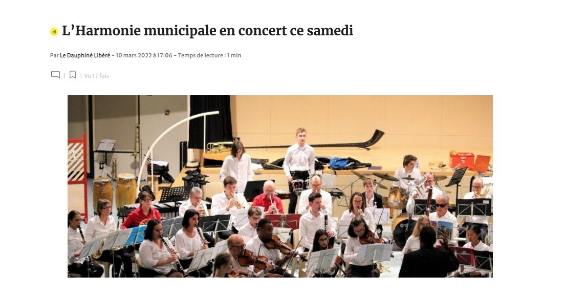 L’Harmonie en concert - Dauphiné Libéré du 10/03/2022