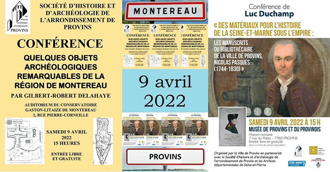 Conférences du 9 avril 2022 à Provins et Montereau