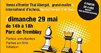 Dimanche 29 mai : venez affronter un grand-maître aux échecs !