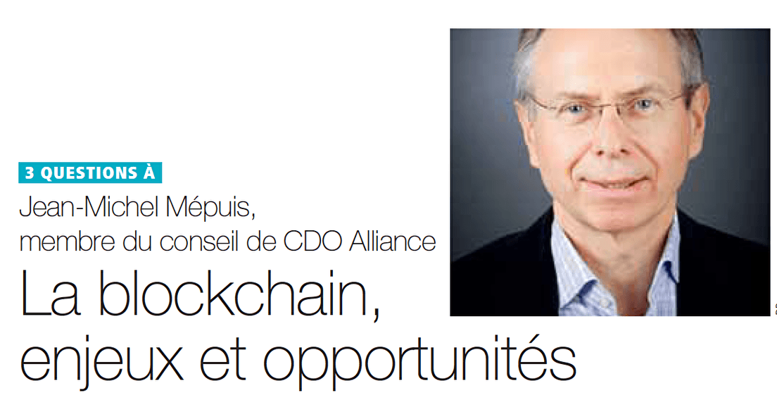 La vision de CDO Alliance - Blockchain - IT for Business 12/2017