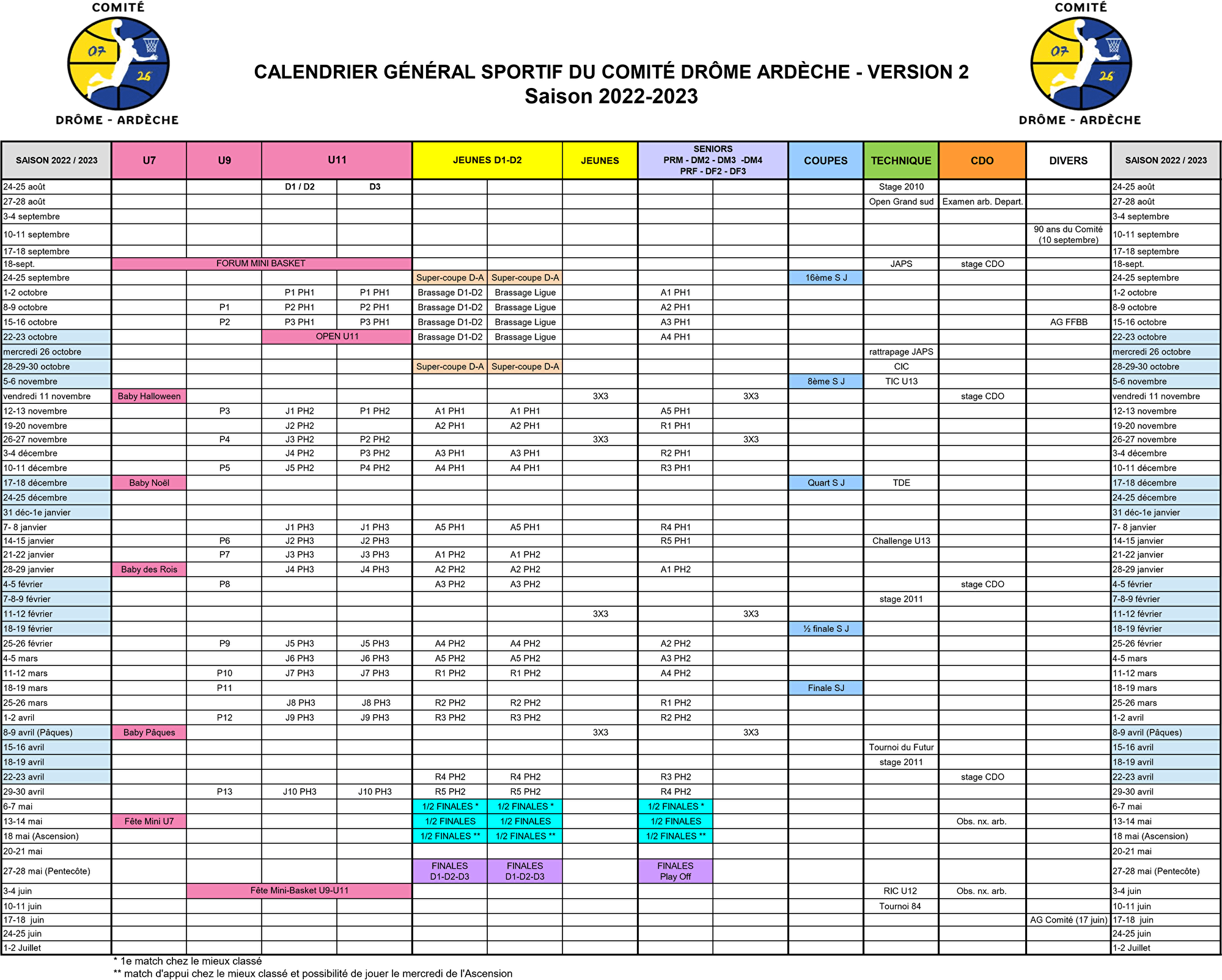 COMITE - Calendrier sportif 2022-2023 - version 2