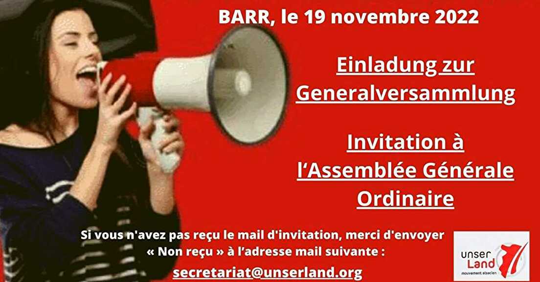 Invitation à l'Assemblée Générale du 19 novembre