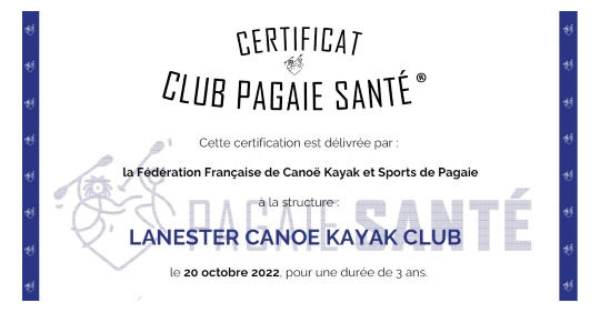 Le LCKC labellisé "Club Pagaie Santé"