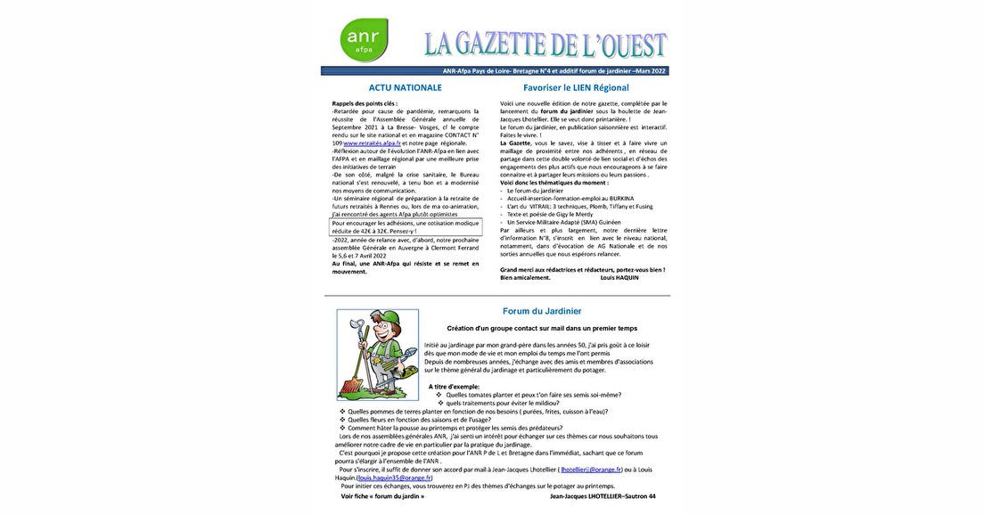 Pays de Loire/Bretagne : Gazette N°4–Mars 2022