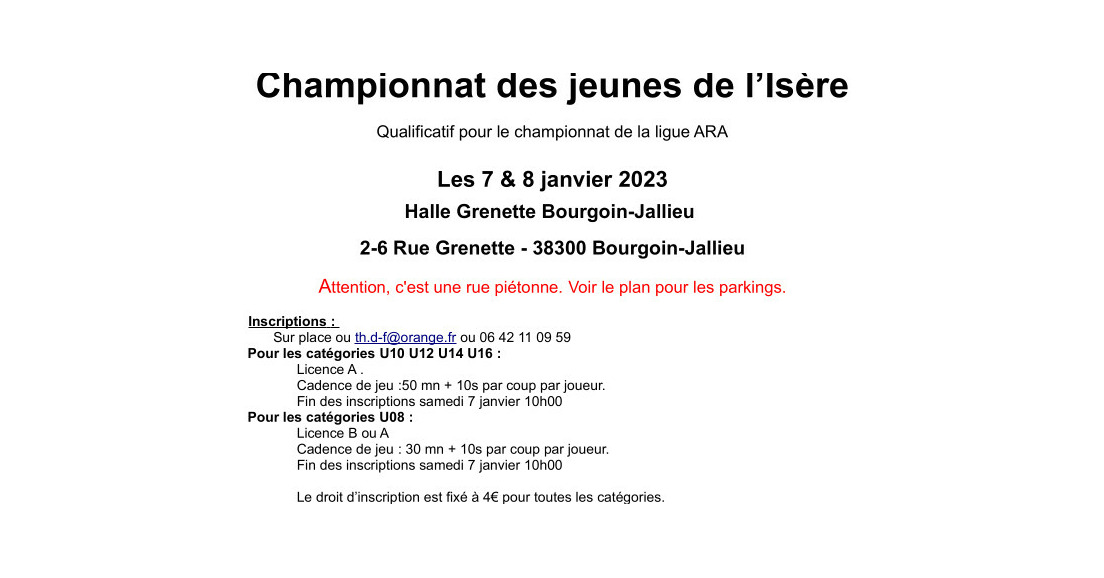Championnat des jeunes de l'Isère