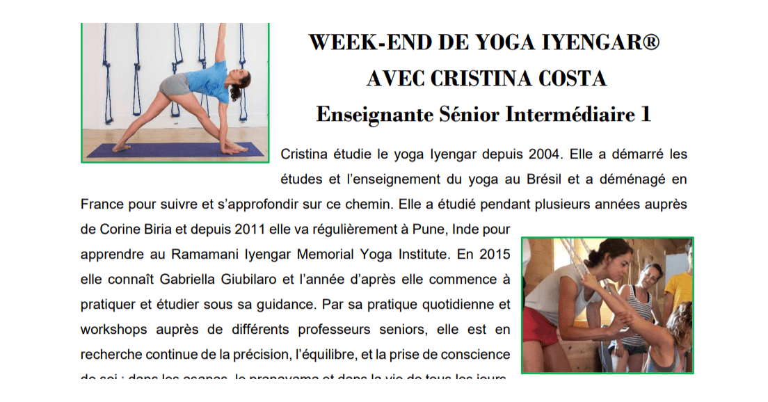 Week-end Stage Cristina Costa