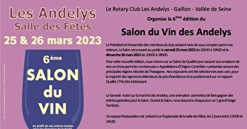 Salon du Vin des Andelys, 6ème édition les 25 et 26 mars