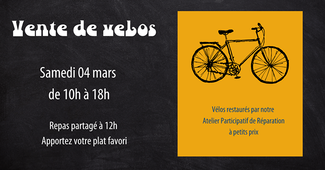 Samedi 04 mars 2023 : Vente de vélos et repas partagé