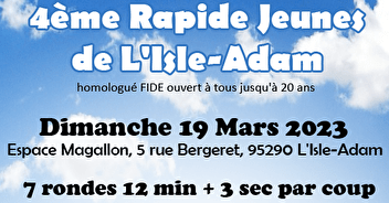 INSCRIPTION AU TOURNOI JEUNES DE L'ISLE ADAM DU 19/03