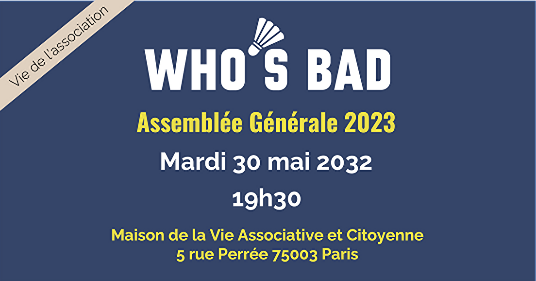 Assemblée Générale - 30 mai 2023 - 19h30