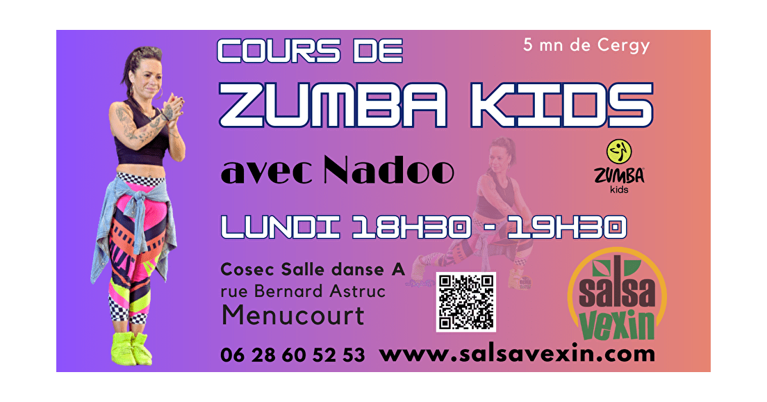 Cours de Zumba Kids les lundis 18h30 avec Nadoo