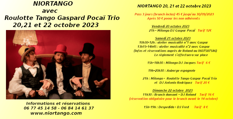 Niortango 2023 Festival de tango argentin à Niort 20, 21, 22 octobre 2023