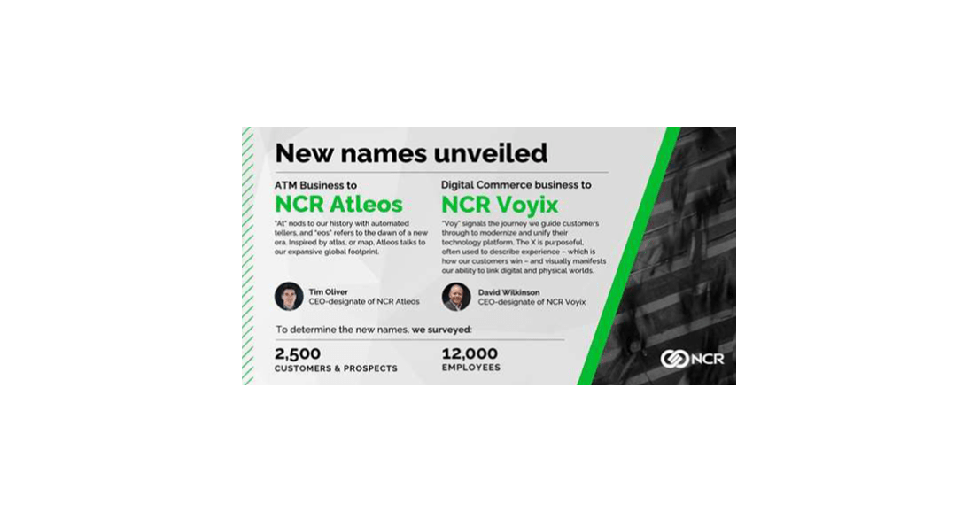 NCR a dévoilé les nouveaux noms des 2 sociétés