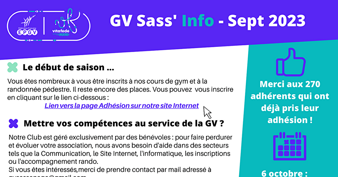 GV Sass' Info - Septembre 2023