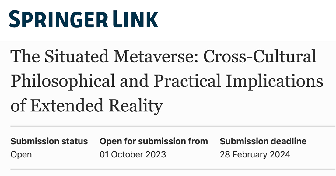 CFP:Cross-cultural impacts of XR (Topical Collection with Digital Society)