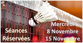 Mercredi 8 et 15 Novembre : Séances Réservées Cours Adultes