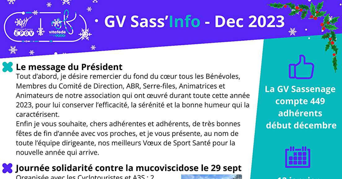Le GV Sass' Info de décembre est publié
