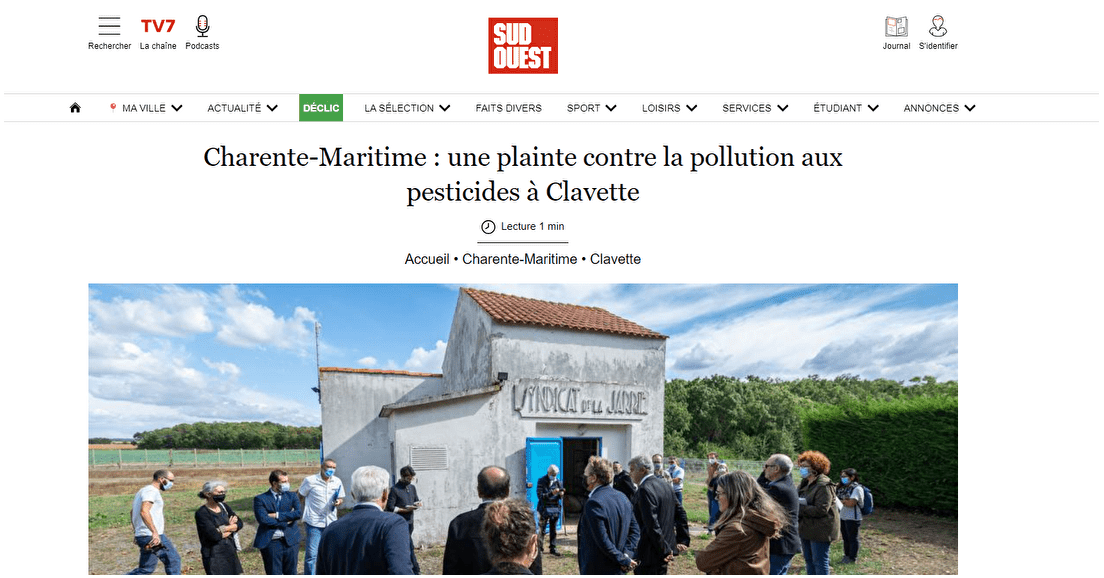 Une plainte contre la pollution aux pesticides à Clavette