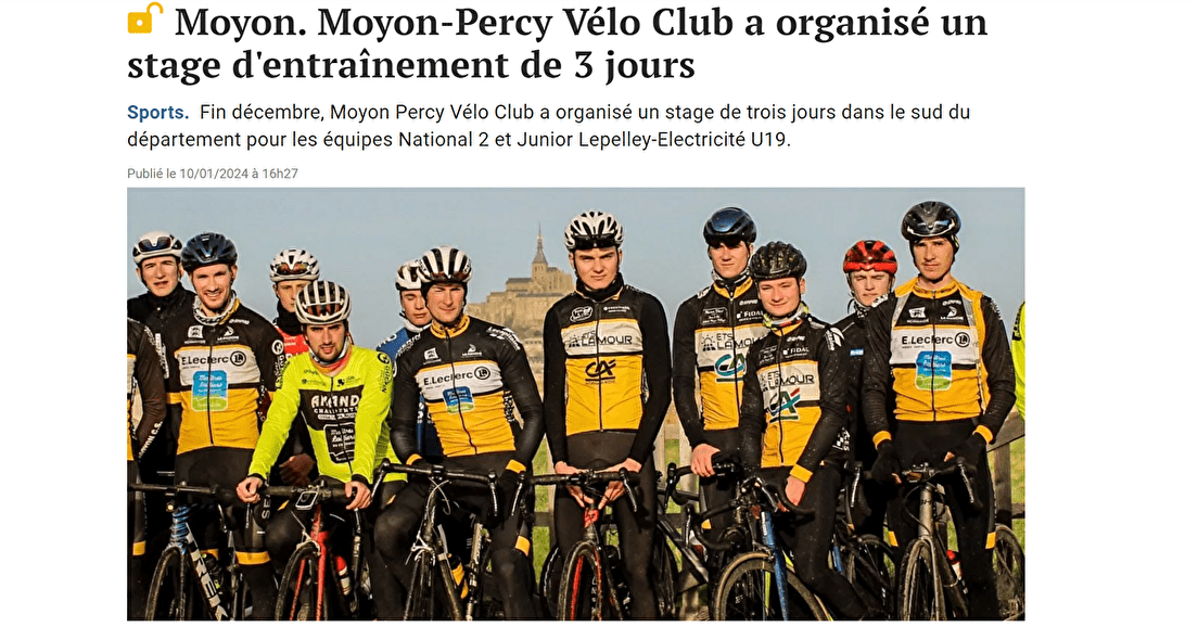 Moyon-Percy Vélo Club a organisé un stage d'entraînement de 3 jours