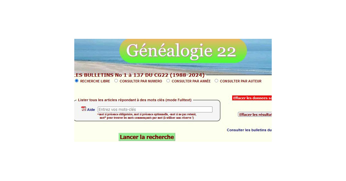 Retrouvez votre bulletin "Généalogie 22" sur Internet !