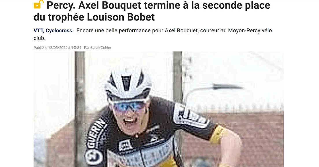 Axel Bouquet termine à la seconde place du trophée Louison Bobet