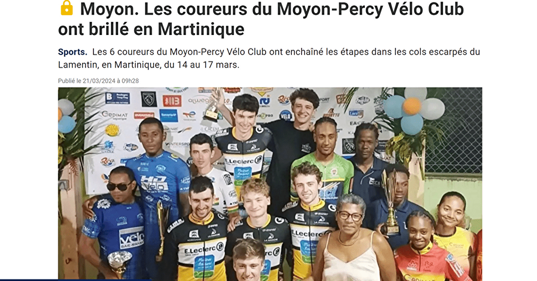 Les coureurs du Moyon-Percy Vélo Club ont brillé en Martinique
