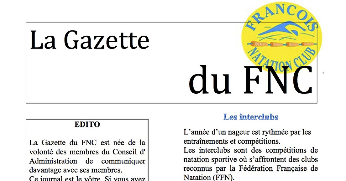 Gazette du FNC - N°1 - Juin 2018
