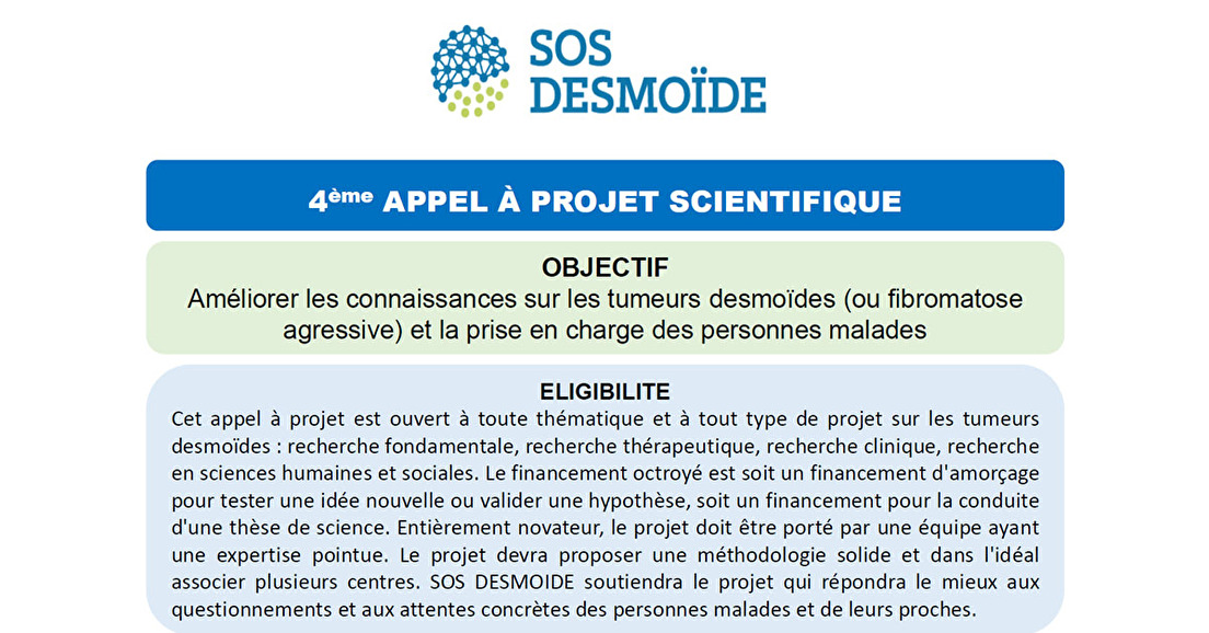 SOS<br />
Desmoïde lance son 4ème appel à projets !