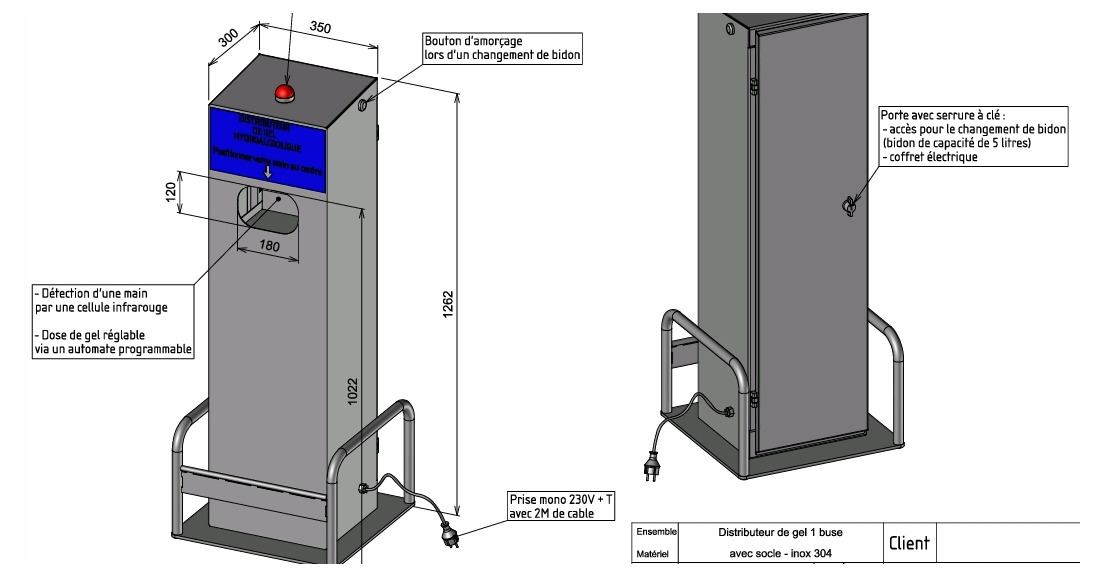 SCM (Bains sur Oust) : distributeur automatique de gel hydroalcoolique